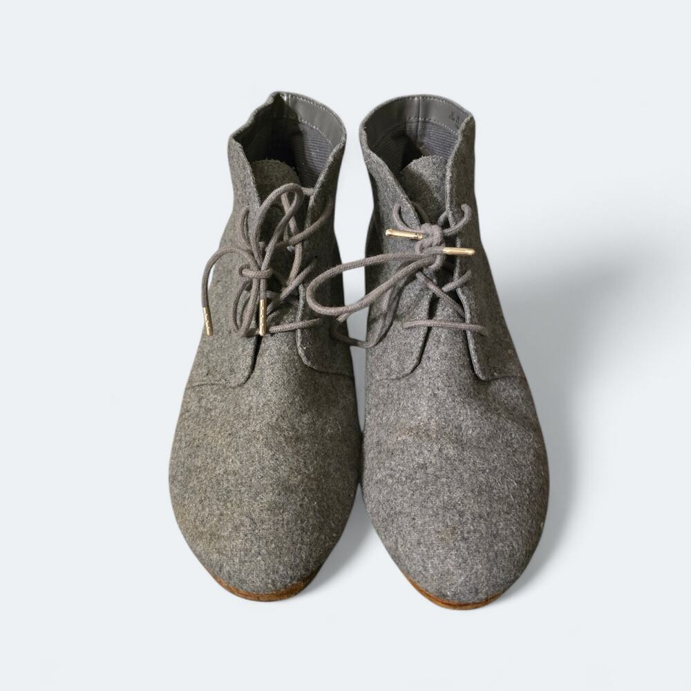 Dr. Scholl's Conquer Wedge Ankle Booties Gray Flannel Fabric Womens Size 8.5 - Picture 2 of 5